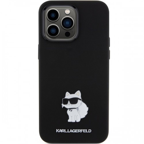 Karl Lagerfeld KLHCP15LSMHCNPK iPhone 15 Pro 6.1" czarny|black Silicone Choupette Metal Pin image 3