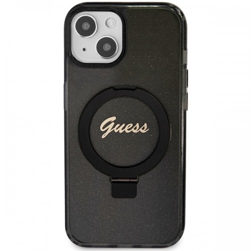 Guess GUHMP15MHRSGSK iPhone 15 Plus 6.7" czarny|black hardcase Ring Stand Script Glitter MagSafe image 3