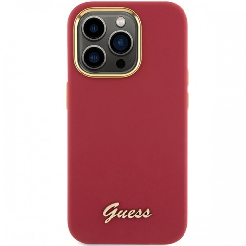 Guess GUHCP15XSMBSLM iPhone 15 Pro Max 6.7" magenta hardcase Silicone Script Metal Logo & Frame image 3