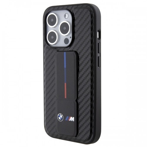 BMW BMHCP15LGSPCCK iPhone 15 Pro 6.1" czarny|black hardcase Grip Stand Smooth & Carbon image 3