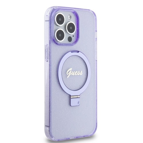 Guess IML Ring Stand Glitter MagSafe Case for iPhone 15 Pro Max Purple image 3