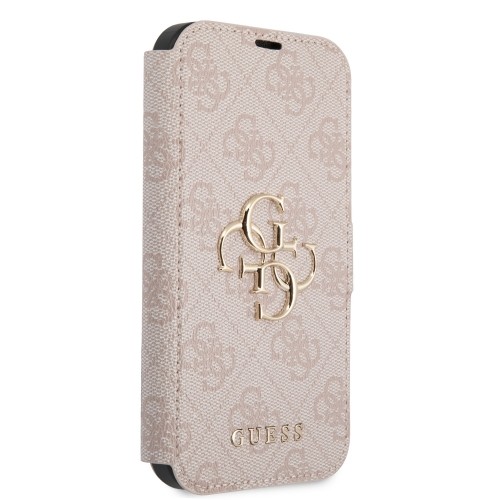 Guess PU Leather 4G Metal Logo Book Case for iPhone 15 Pink image 3