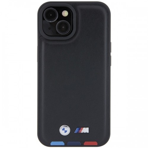 BMW BMHCP15S22PTDK iPhone 15 6.1" czarny|black Leather Stamp Tricolor image 3