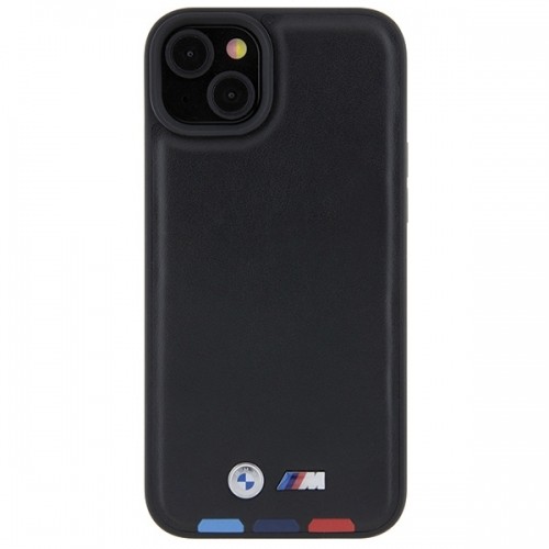 BMW BMHCP15M22PTDK iPhone 15 Plus 6.7" czarny|black Leather Stamp Tricolor image 3