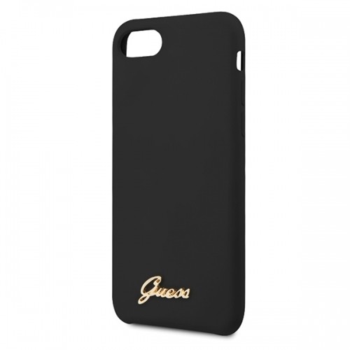 Guess GUHCI8LSLMGBK iPhone 7|8|SE 2020 | SE 2022 black|czarny hard case Silicone Vintage Gold Logo image 3