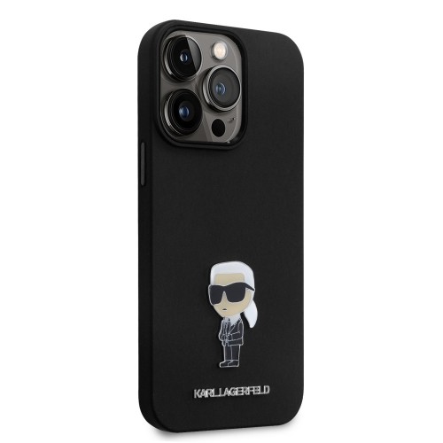 Karl Lagerfeld Liquid Silicone Metal Ikonik Case for iPhone 15 Pro Max Black image 3