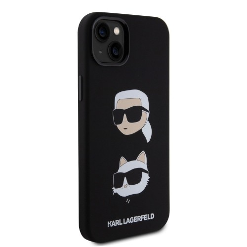 Karl Lagerfeld Liquid Silicone Karl and Choupette Heads Case for iPhone 15 Plus Black image 3
