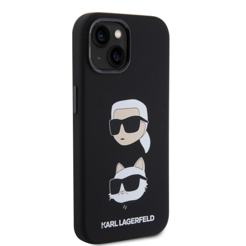 Karl Lagerfeld Liquid Silicone Karl and Choupette Heads Case for iPhone 15 Black image 3