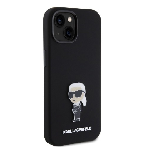Karl Lagerfeld Liquid Silicone Metal Ikonik Case for iPhone 15 Black image 3