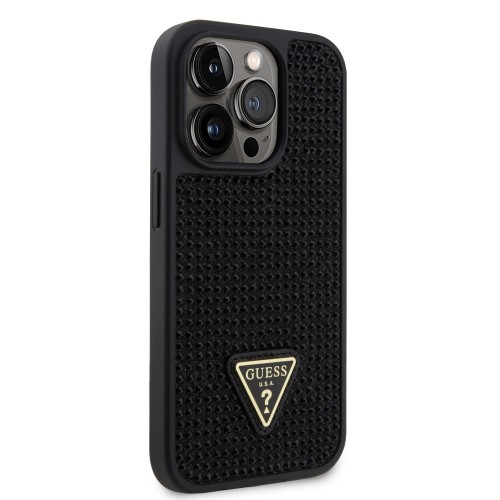 Guess Rhinestones Triangle Metal Logo Case for iPhone 15 Pro Black image 3