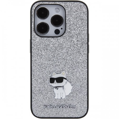 Karl Lagerfeld KLHCP15XGCNPSG iPhone 15 Pro Max 6.7" srebrny|silver hardcase Fixed Glitter Choupette Logo Metal Pin image 3
