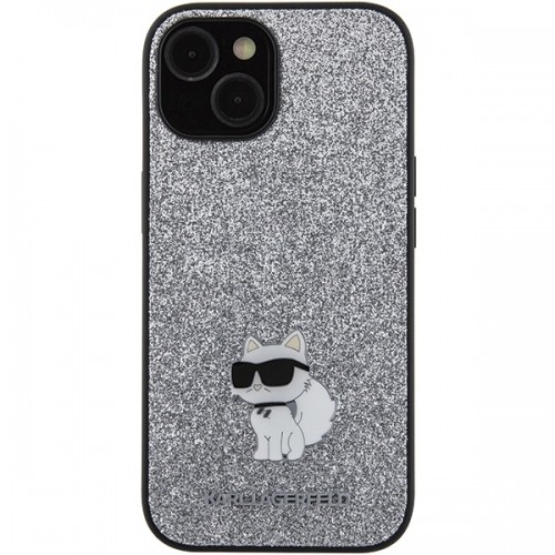 Karl Lagerfeld KLHCP15SGCNPSG iPhone 15 6.1" srebrny|silver hardcase Fixed Glitter Choupette Logo Metal Pin image 3