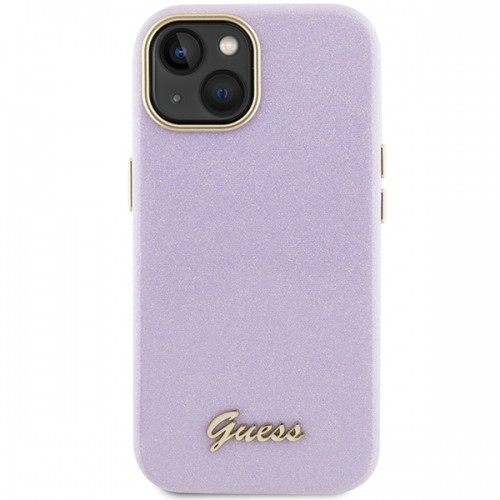 Guess GUHCP15SPGMCSL iPhone 15 6.1" liliowy|lilac hardcase Glitter Glossy Script image 3
