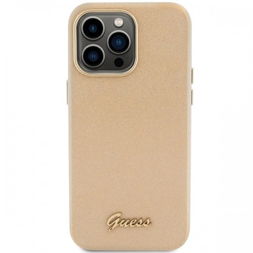 Guess GUHCP15LPGMCSD iPhone 15 Pro 6.1" złoty|light gold hardcase Glitter Glossy Script image 3