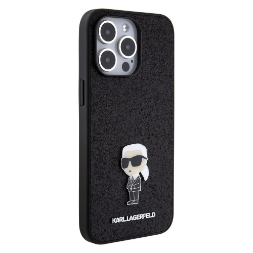 Karl Lagerfeld Fixed Glitter Metal Ikonik Case for iPhone 15 Pro Max Black image 3