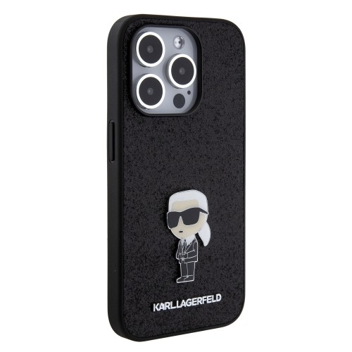 Karl Lagerfeld Fixed Glitter Metal Ikonik Case for iPhone 15 Pro Black image 3