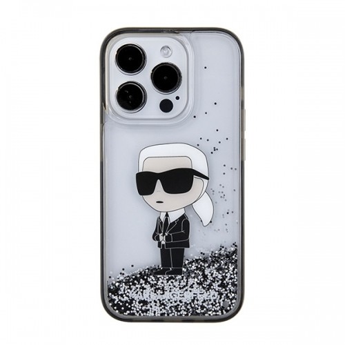 Karl Lagerfeld KLHCP15LLKKNSK iPhone 15 Pro 6.1" transparent hardcase Liquid Glitter Ikonik image 3