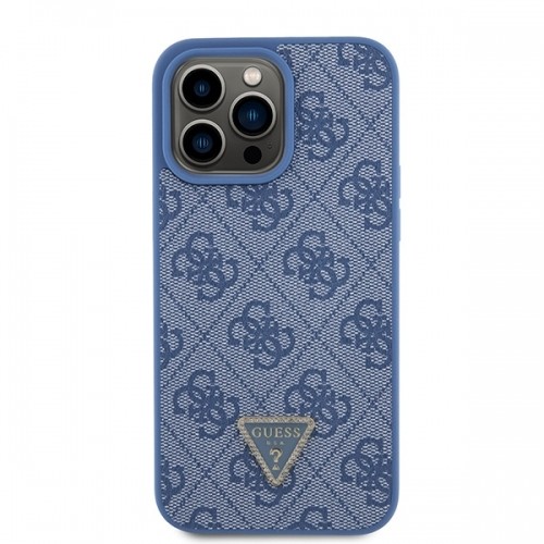 Guess GUHCP15XP4TDPB iPhone 15 Pro Max 6.7" niebieski|blue hardcase Leather 4G Triangle Strass image 3