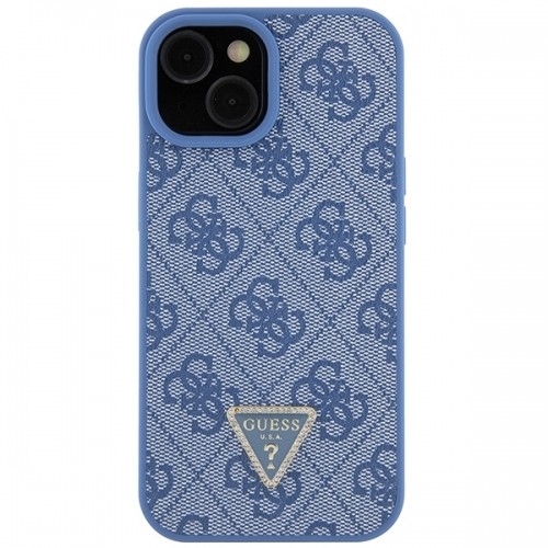 Guess GUHCP15SP4TDPB iPhone 15 6.1" niebieski|blue hardcase Leather 4G Triangle Strass image 3