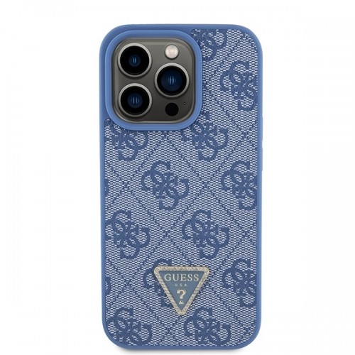 Guess GUHCP15LP4TDPB iPhone 15 Pro 6.1" niebieski|blue hardcase Leather 4G Triangle Strass image 3
