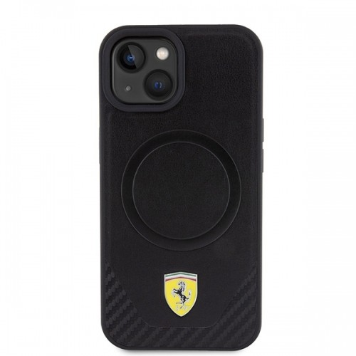 Ferrari FEHMP15SPTEK iPhone 15 6.1" czarny|black hardcase Carbon Metal Logo MagSafe image 3