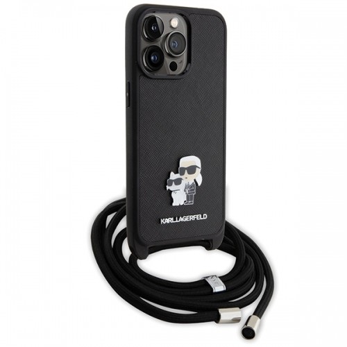 Karl Lagerfeld KLHCP15XSAKCPSK iPhone 15 Pro Max 6.7" hardcase czarny|black Crossbody Saffiano Metal Pin Karl & Choupette image 3