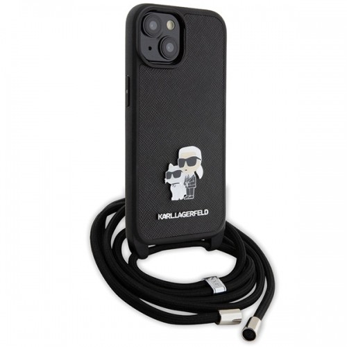 Karl Lagerfeld KLHCP15SSAKCPSK iPhone 15 6.1" hardcase czarny|black Crossbody Saffiano Metal Pin Karl & Choupette image 3