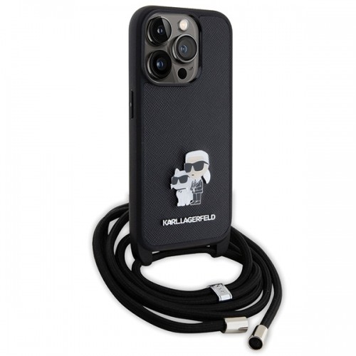 Karl Lagerfeld KLHCP15LSAKCPSK iPhone 15 Pro 6.1" hardcase czarny|black Crossbody Saffiano Metal Pin Karl & Choupette image 3