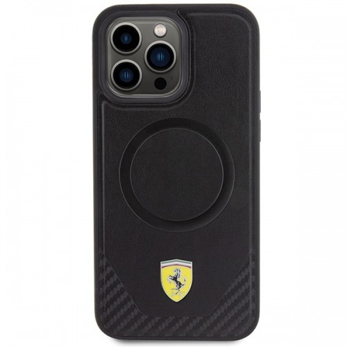 Ferrari FEHMP15XPTEK iPhone 15 Pro Max 6.7" czarny|black hardcase Carbon Metal Logo MagSafe image 3