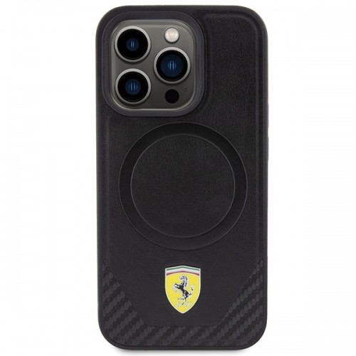 Ferrari FEHMP15LPTEK iPhone 15 Pro 6.1" czarny|black hardcase Carbon Metal Logo MagSafe image 3