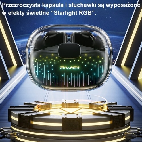 AWEI słuchawki Bluetooth 5.3 T52 Pro TWS + stacja dokująca czarny|black image 3