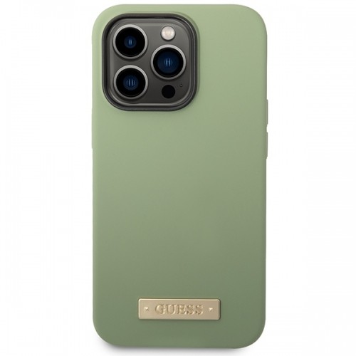 Guess GUHMP14XSBPLA iPhone 14 Pro Max 6.7" zielony|khaki hard case Silicone Logo Plate MagSafe image 3
