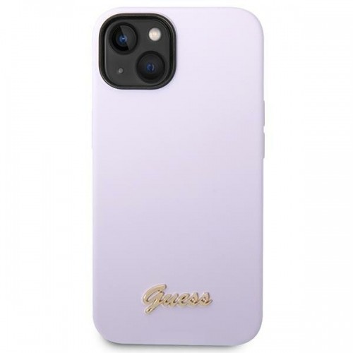 Guess GUHCP14SSLSMU iPhone 14 6,1" fioletowy|purple hard case Silicone Vintage Gold Logo image 3