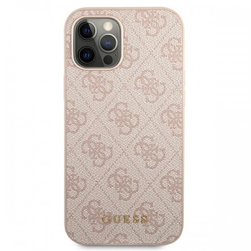 Guess GUHCP12MG4GFPI iPhone 12 | 12 Pro 6,1" różowy|pink hard case 4G Metal Gold Logo image 3