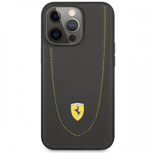 Ferrari FEHCP13LRGOG iPhone 13 Pro | 13 6.1" czarny|black hardcase Leather Curved Line image 3