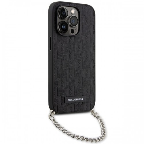 Karl Lagerfeld KLHCP14LSACKLHPK iPhone 14 Pro 6.1" czarny|black hardcase Saffiano Monogram Chain image 3