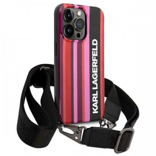 Karl Lagerfeld KLHCP14XSTSTP iPhone 14 Pro Max 6,7" hardcase różowy|pink Color Stripes Strap image 3