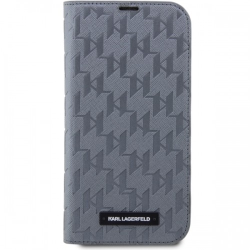 Karl Lagerfeld KLBKP14SSAKLHPG iPhone 14 6.1" bookcase srebrny|silver Saffiano Monogram image 3