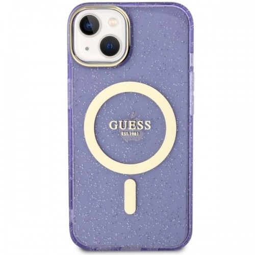 Guess GUHMP14MHCMCGU iPhone 14 Plus 6.7" purpurowy|purple hardcase Glitter Gold MagSafe image 3