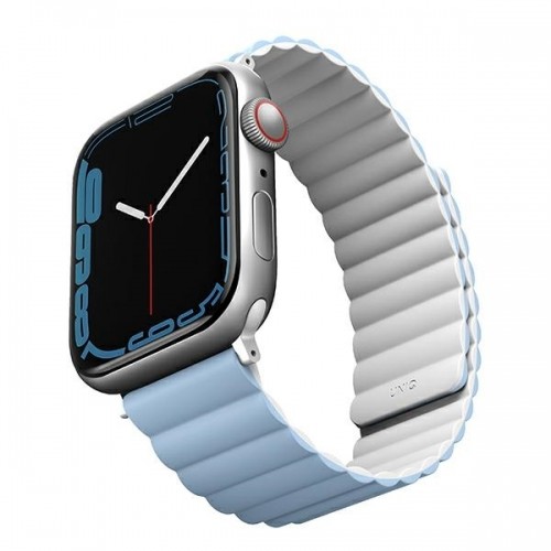 UNIQ pasek Revix Apple Watch Series 4|5|6|7|8|SE|SE2|Ultra 42|44|45|49mm. Reversible Magnetic biały-niebieski|white-blue image 3