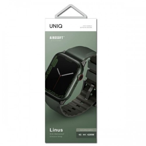 UNIQ pasek Linus Apple Watch Series 4|5|6|7|8|SE|SE2|Ultra 42|44|45mm. Airosoft Silicone zielony|moss green image 3