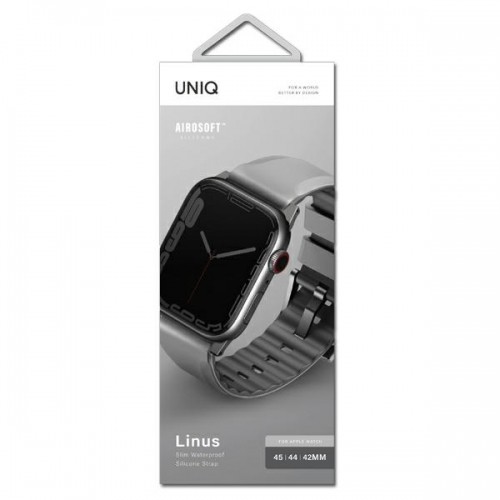 UNIQ pasek Linus Apple Watch Series 4|5|6|7|8|SE|SE2|Ultra 42|44|45mm. Airosoft Silicone szary|chalk grey image 3