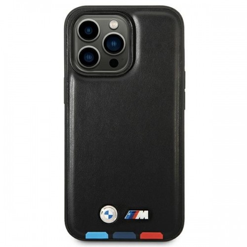 Etui BMW BMHCP14L22PTDK iPhone 14 Pro 6,1" czarny|black Leather Stamp Tricolor image 3