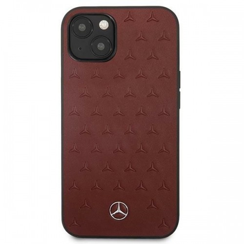 Mercedes MEHCP13MPSQRE iPhone 13 6,1" czerwony|red hardcase Leather Stars Pattern image 3