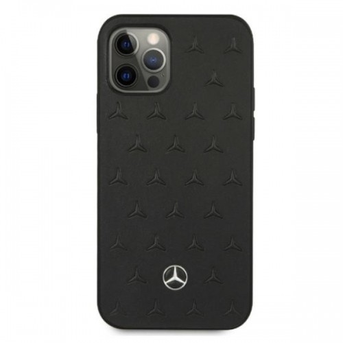 Mercedes MEHCP12LPSQBK iPhone 12 Pro Max 6,7" czarny|black hardcase Leather Stars Pattern image 3