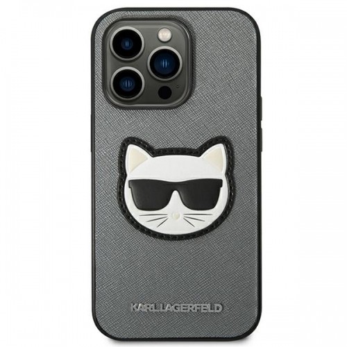 Karl Lagerfeld KLHCP14XSAPCHG iPhone 14 Pro Max 6,7" hardcase srebrny|silver Saffiano Choupette Head Patch image 3