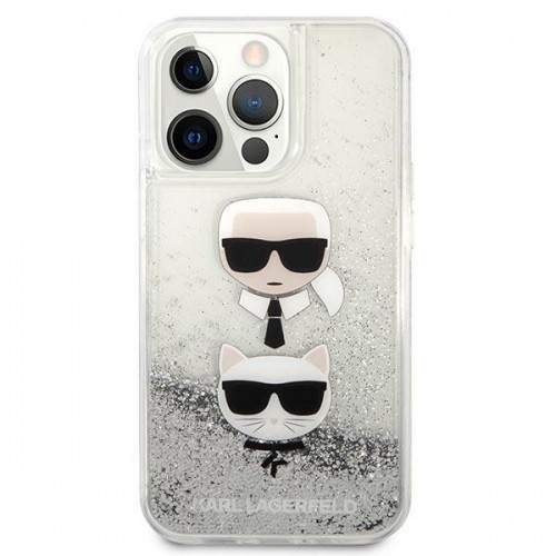 Karl Lagerfeld KLHCP13XKICGLS iPhone 13 Pro Max 6,7" srebrny|silver hardcase Liquid Glitter Karl&Choupette Head image 3