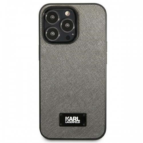 Karl Lagerfeld KLHCP13LSFMP2DG iPhone 13 Pro | 13 6,1" hardcase srebrny|silver Saffiano Plaque image 3