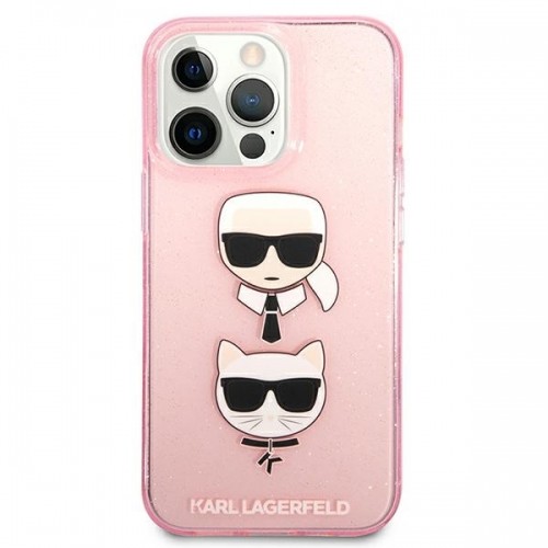 Karl Lagerfeld KLHCP13LKCTUGLP iPhone 13 Pro | 13 6,1" różowy|pink hardcase Glitter Karl`s & Choupette image 3
