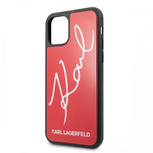 Karl Lagerfeld KLHCN65DLKSRE iPhone 11 Pro Max czerwony|red hard case Signature Glitter image 3